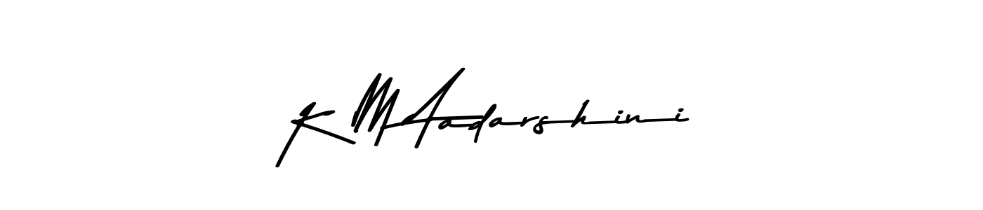 Make a beautiful signature design for name K M Aadarshini. With this signature (Asem Kandis PERSONAL USE) style, you can create a handwritten signature for free. K M Aadarshini signature style 9 images and pictures png