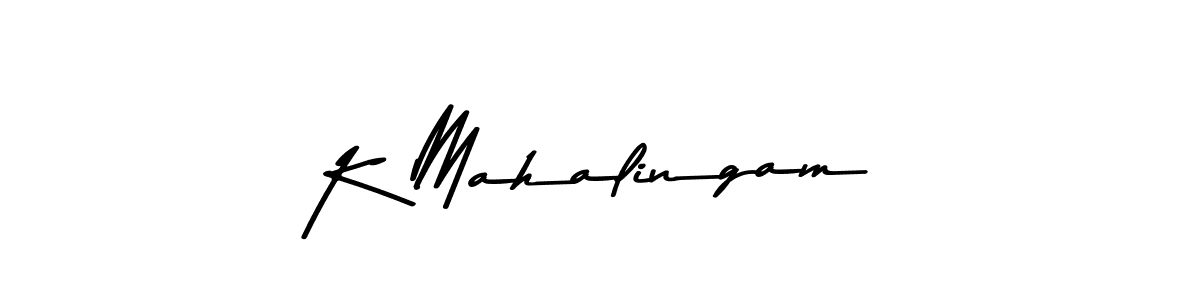 How to make K Mahalingam name signature. Use Asem Kandis PERSONAL USE style for creating short signs online. This is the latest handwritten sign. K Mahalingam signature style 9 images and pictures png