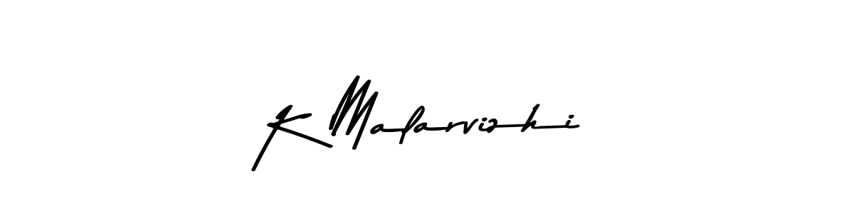 Create a beautiful signature design for name K Malarvizhi. With this signature (Asem Kandis PERSONAL USE) fonts, you can make a handwritten signature for free. K Malarvizhi signature style 9 images and pictures png