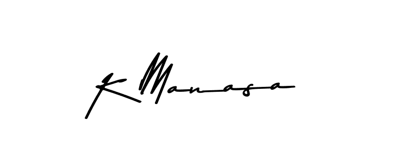 Create a beautiful signature design for name K Manasa. With this signature (Asem Kandis PERSONAL USE) fonts, you can make a handwritten signature for free. K Manasa signature style 9 images and pictures png