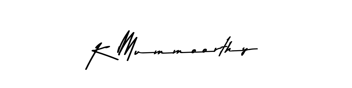 How to make K Mummoorthy name signature. Use Asem Kandis PERSONAL USE style for creating short signs online. This is the latest handwritten sign. K Mummoorthy signature style 9 images and pictures png