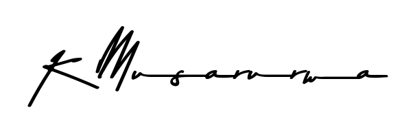 Create your official email sign-off with K Musarurwa name in Asem Kandis PERSONAL USE style. Crisp, clean, and perfectly legible across all screens. K Musarurwa signature style 9 images and pictures png