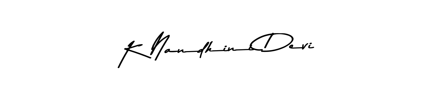 The best way (Asem Kandis PERSONAL USE) to make a short signature is to pick only two or three words in your name. The name K Nandhini Devi include a total of six letters. For converting this name. K Nandhini Devi signature style 9 images and pictures png