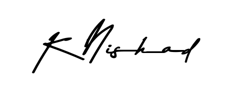 Elevate your brand with a stunning K Nishad eSignature. The Asem Kandis PERSONAL USE style provides a balanced, flowing aesthetic for everyday signing. K Nishad signature style 9 images and pictures png