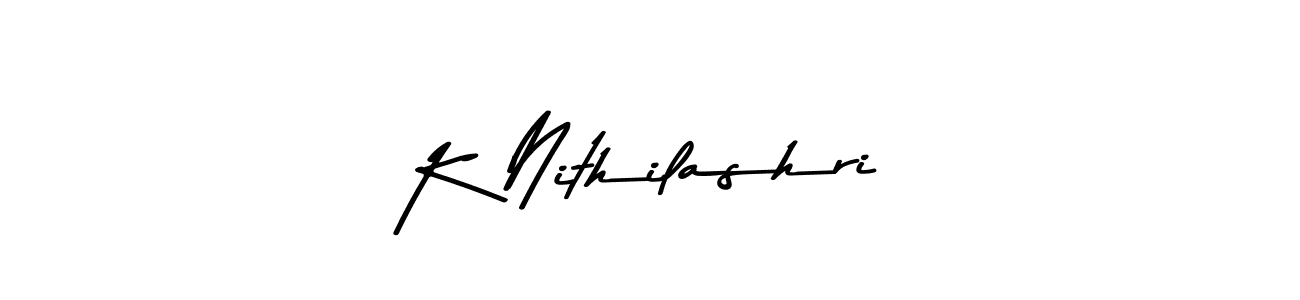 Make a beautiful signature design for name K Nithilashri. With this signature (Asem Kandis PERSONAL USE) style, you can create a handwritten signature for free. K Nithilashri signature style 9 images and pictures png