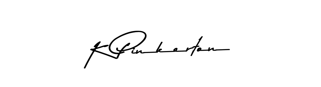 How to make K Pinkerton name signature. Use Asem Kandis PERSONAL USE style for creating short signs online. This is the latest handwritten sign. K Pinkerton signature style 9 images and pictures png