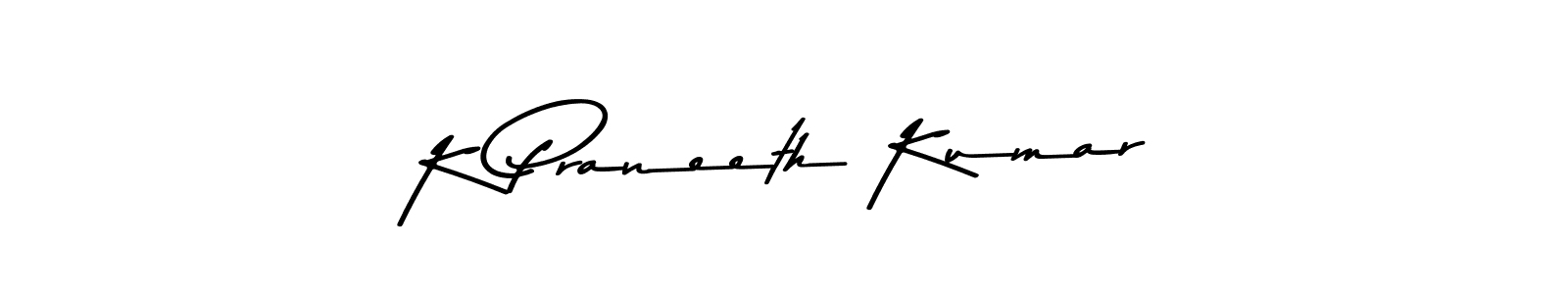 The best way (Asem Kandis PERSONAL USE) to make a short signature is to pick only two or three words in your name. The name K Praneeth Kumar include a total of six letters. For converting this name. K Praneeth Kumar signature style 9 images and pictures png