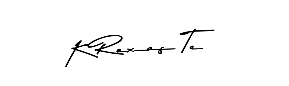 How to make K Roxas Te name signature. Use Asem Kandis PERSONAL USE style for creating short signs online. This is the latest handwritten sign. K Roxas Te signature style 9 images and pictures png