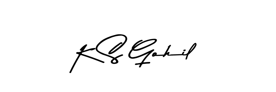 if you are searching for the best signature style for your name K S Gohil. so please give up your signature search. here we have designed multiple signature styles  using Asem Kandis PERSONAL USE. K S Gohil signature style 9 images and pictures png