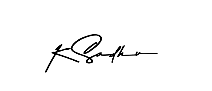 How to make K Sadhu name signature. Use Asem Kandis PERSONAL USE style for creating short signs online. This is the latest handwritten sign. K Sadhu signature style 9 images and pictures png