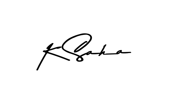 How to make K Saha name signature. Use Asem Kandis PERSONAL USE style for creating short signs online. This is the latest handwritten sign. K Saha signature style 9 images and pictures png