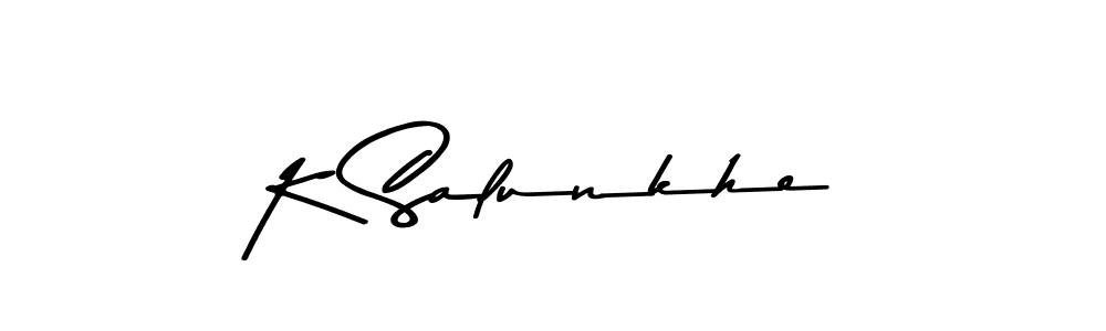 K Salunkhe stylish signature style. Best Handwritten Sign (Asem Kandis PERSONAL USE) for my name. Handwritten Signature Collection Ideas for my name K Salunkhe. K Salunkhe signature style 9 images and pictures png