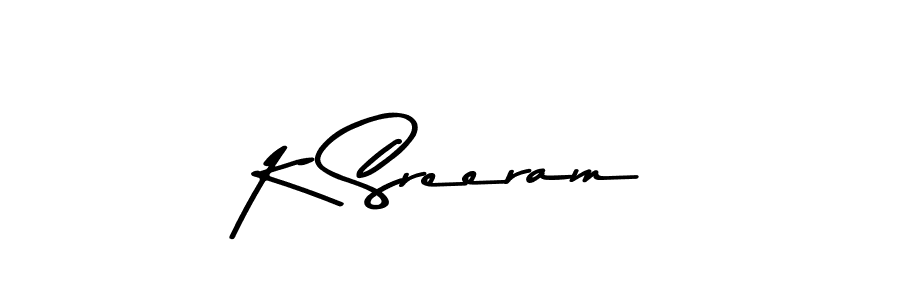 How to make K Sreeram name signature. Use Asem Kandis PERSONAL USE style for creating short signs online. This is the latest handwritten sign. K Sreeram signature style 9 images and pictures png