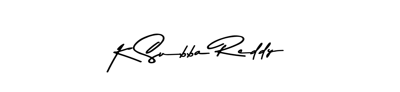 How to make K Subba Reddy name signature. Use Asem Kandis PERSONAL USE style for creating short signs online. This is the latest handwritten sign. K Subba Reddy signature style 9 images and pictures png