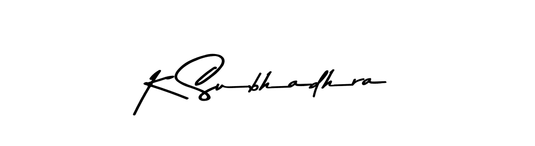 Create a beautiful signature design for name K Subhadhra. With this signature (Asem Kandis PERSONAL USE) fonts, you can make a handwritten signature for free. K Subhadhra signature style 9 images and pictures png