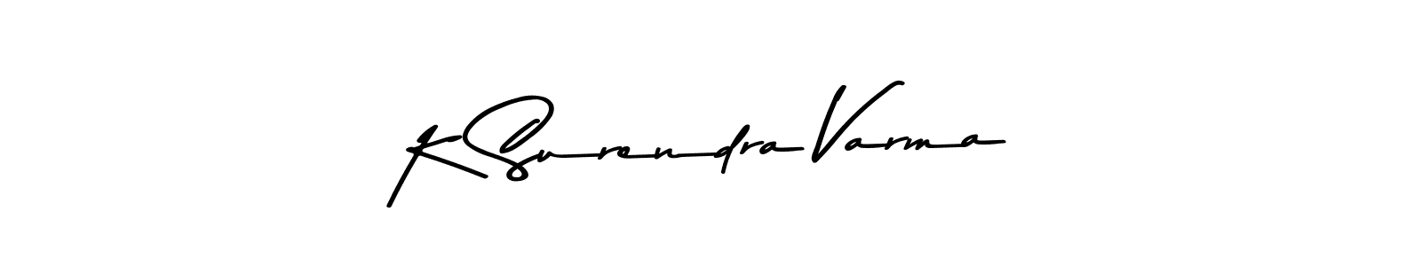 How to make K Surendra Varma name signature. Use Asem Kandis PERSONAL USE style for creating short signs online. This is the latest handwritten sign. K Surendra Varma signature style 9 images and pictures png