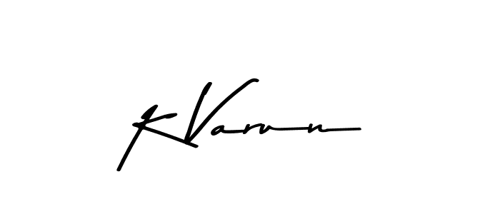 Create a beautiful signature design for name K Varun. With this signature (Asem Kandis PERSONAL USE) fonts, you can make a handwritten signature for free. K Varun signature style 9 images and pictures png