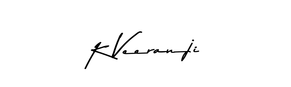 How to make K Veeranji name signature. Use Asem Kandis PERSONAL USE style for creating short signs online. This is the latest handwritten sign. K Veeranji signature style 9 images and pictures png