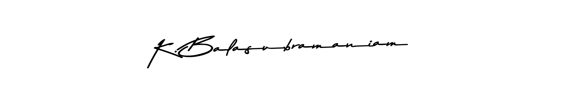 The best way (Asem Kandis PERSONAL USE) to make a short signature is to pick only two or three words in your name. The name K. Balasubramaniam include a total of six letters. For converting this name. K. Balasubramaniam signature style 9 images and pictures png