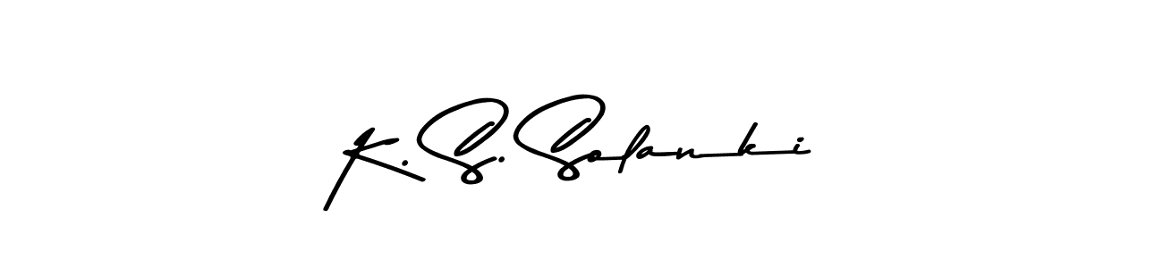 The best way (Asem Kandis PERSONAL USE) to make a short signature is to pick only two or three words in your name. The name K. S. Solanki include a total of six letters. For converting this name. K. S. Solanki signature style 9 images and pictures png