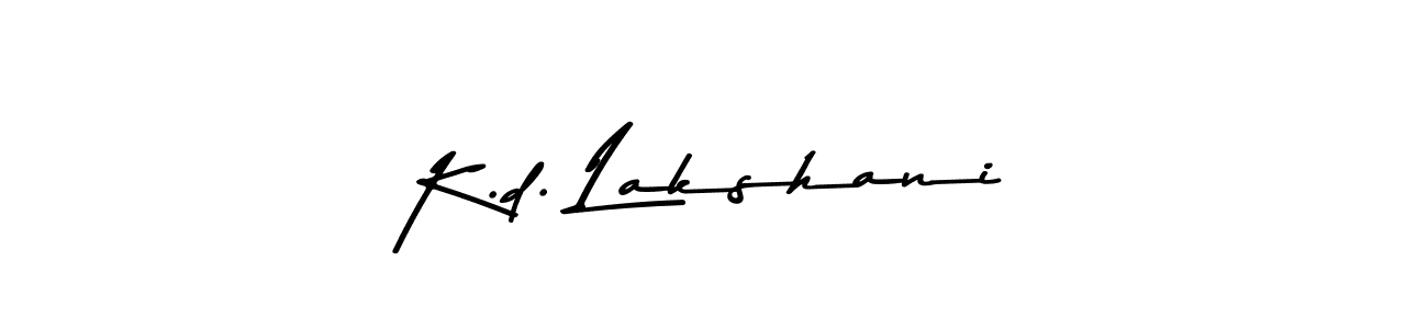 How to make K.d. Lakshani name signature. Use Asem Kandis PERSONAL USE style for creating short signs online. This is the latest handwritten sign. K.d. Lakshani signature style 9 images and pictures png