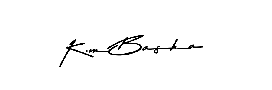 How to make K.m Basha name signature. Use Asem Kandis PERSONAL USE style for creating short signs online. This is the latest handwritten sign. K.m Basha signature style 9 images and pictures png