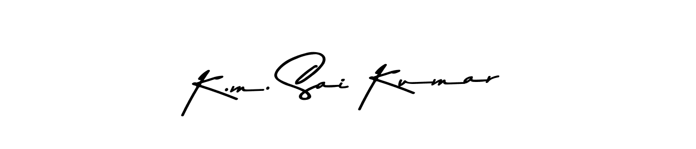 Use a signature maker to create a handwritten signature online. With this signature software, you can design (Asem Kandis PERSONAL USE) your own signature for name K.m. Sai Kumar. K.m. Sai Kumar signature style 9 images and pictures png