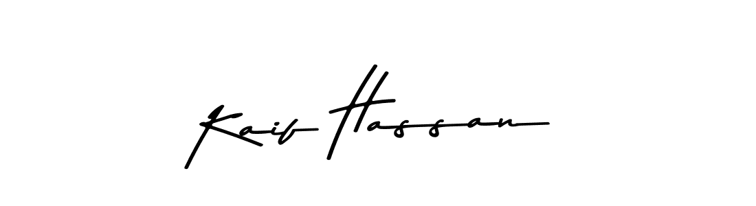 How to make Kaif Hassan name signature. Use Asem Kandis PERSONAL USE style for creating short signs online. This is the latest handwritten sign. Kaif Hassan signature style 9 images and pictures png