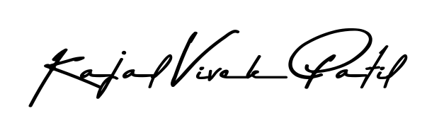 A timeless handwritten aesthetic for Kajal Vivek Patil. The Asem Kandis PERSONAL USE font gives your signature a handcrafted feel with natural curves. Kajal Vivek Patil signature style 9 images and pictures png