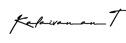 Looking for an artistic signature for Kalaivanan T? The Asem Kandis PERSONAL USE calligraphy style gives a sophisticated flow suitable for business cards and emails. Kalaivanan T signature style 9 images and pictures png