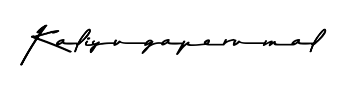 A modern signature idea for name Kaliyugaperumal using Asem Kandis PERSONAL USE font. Clean strokes and elegant curves make it stand out instantly. Kaliyugaperumal signature style 9 images and pictures png