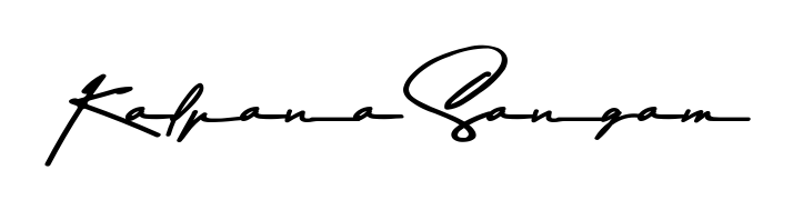 Discover how Kalpana Sangam looks in an executive cursive font (Asem Kandis PERSONAL USE). Perfect for legal documents, invoices, and certificates. Kalpana Sangam signature style 9 images and pictures png
