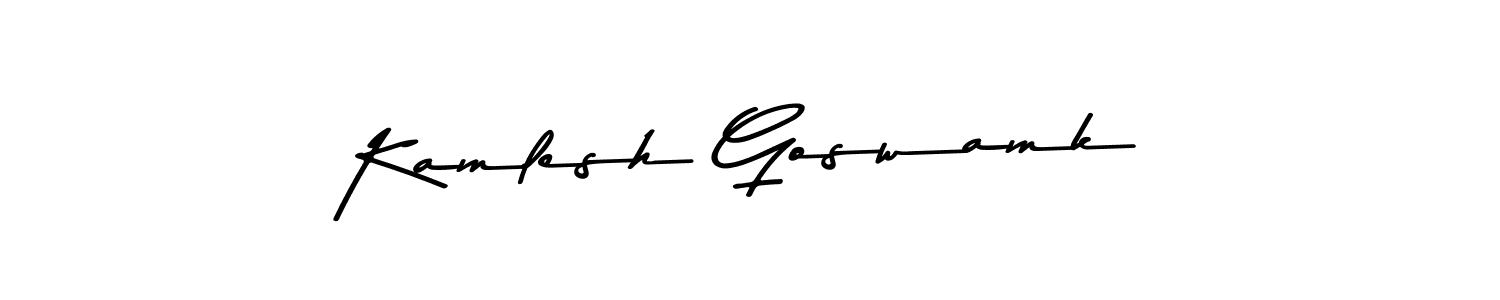 You should practise on your own different ways (Asem Kandis PERSONAL USE) to write your name (Kamlesh Goswamk) in signature. don't let someone else do it for you. Kamlesh Goswamk signature style 9 images and pictures png