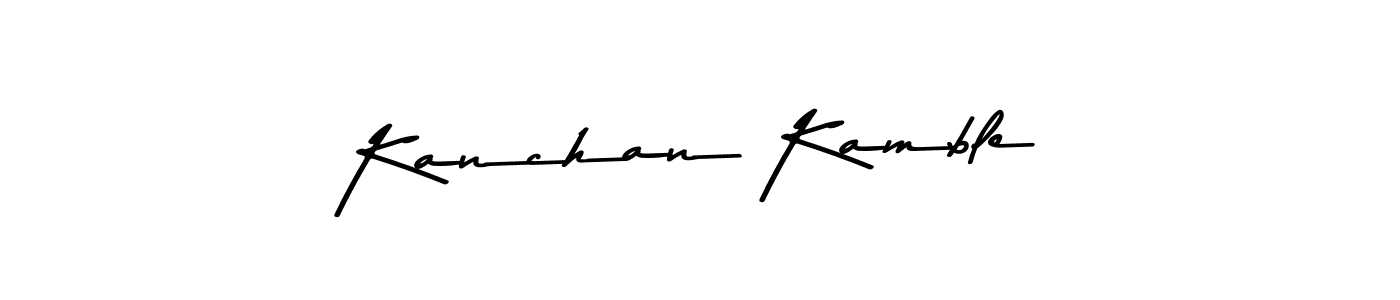How to make Kanchan Kamble name signature. Use Asem Kandis PERSONAL USE style for creating short signs online. This is the latest handwritten sign. Kanchan Kamble signature style 9 images and pictures png