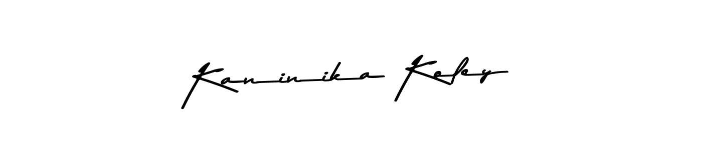 The best way (Asem Kandis PERSONAL USE) to make a short signature is to pick only two or three words in your name. The name Kaninika Koley include a total of six letters. For converting this name. Kaninika Koley signature style 9 images and pictures png