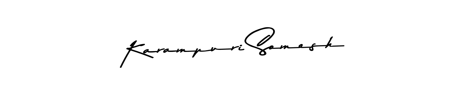 The best way (Asem Kandis PERSONAL USE) to make a short signature is to pick only two or three words in your name. The name Karampuri Somesh include a total of six letters. For converting this name. Karampuri Somesh signature style 9 images and pictures png