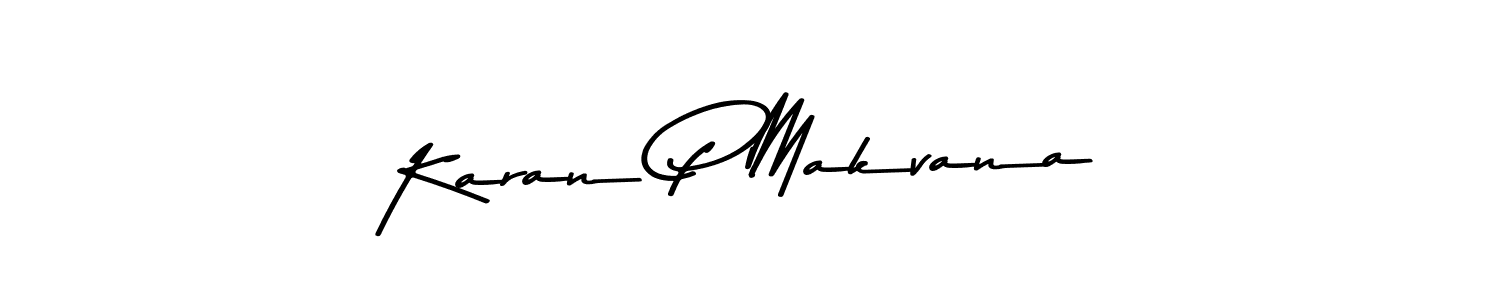 Create a beautiful signature design for name Karan P Makvana. With this signature (Asem Kandis PERSONAL USE) fonts, you can make a handwritten signature for free. Karan P Makvana signature style 9 images and pictures png