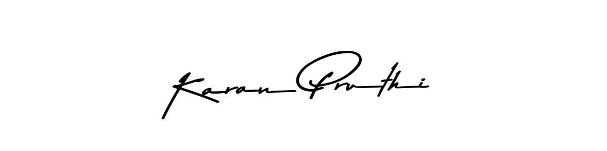Create a beautiful signature design for name Karan Pruthi. With this signature (Asem Kandis PERSONAL USE) fonts, you can make a handwritten signature for free. Karan Pruthi signature style 9 images and pictures png