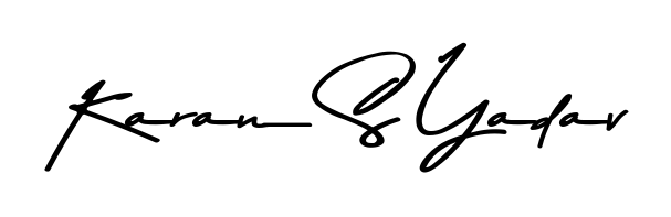 The Asem Kandis PERSONAL USE font transforms the name Karan S Yadav into an executive sign with sharp precision and distinguished character. Karan S Yadav signature style 9 images and pictures png