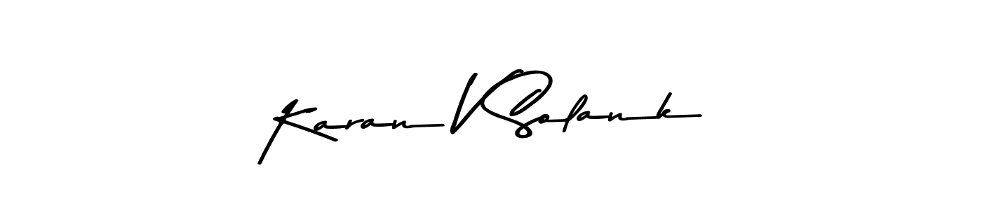 How to make Karan V Solank name signature. Use Asem Kandis PERSONAL USE style for creating short signs online. This is the latest handwritten sign. Karan V Solank signature style 9 images and pictures png