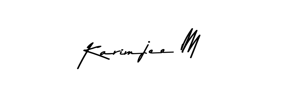 How to make Karimjee M name signature. Use Asem Kandis PERSONAL USE style for creating short signs online. This is the latest handwritten sign. Karimjee M signature style 9 images and pictures png