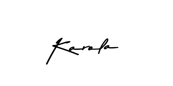 Create a beautiful signature design for name Karola. With this signature (Asem Kandis PERSONAL USE) fonts, you can make a handwritten signature for free. Karola signature style 9 images and pictures png