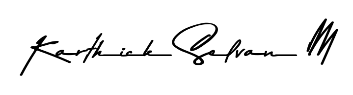 A timeless handwritten aesthetic for Karthick Selvan M. The Asem Kandis PERSONAL USE font gives your signature a handcrafted feel with natural curves. Karthick Selvan M signature style 9 images and pictures png