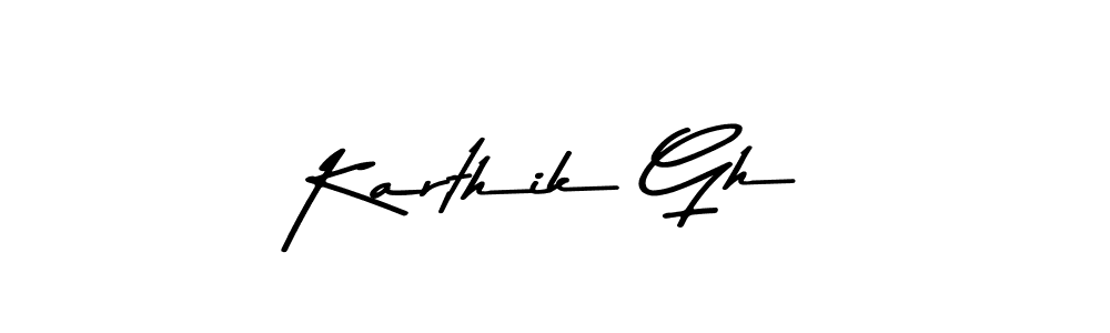 Make a beautiful signature design for name Karthik Gh. With this signature (Asem Kandis PERSONAL USE) style, you can create a handwritten signature for free. Karthik Gh signature style 9 images and pictures png