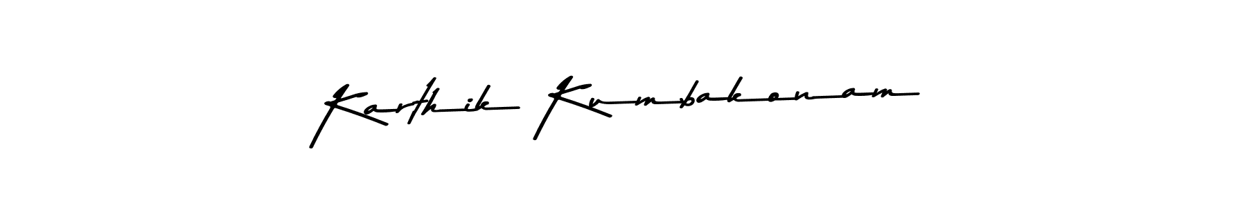 Make a beautiful signature design for name Karthik Kumbakonam. With this signature (Asem Kandis PERSONAL USE) style, you can create a handwritten signature for free. Karthik Kumbakonam signature style 9 images and pictures png