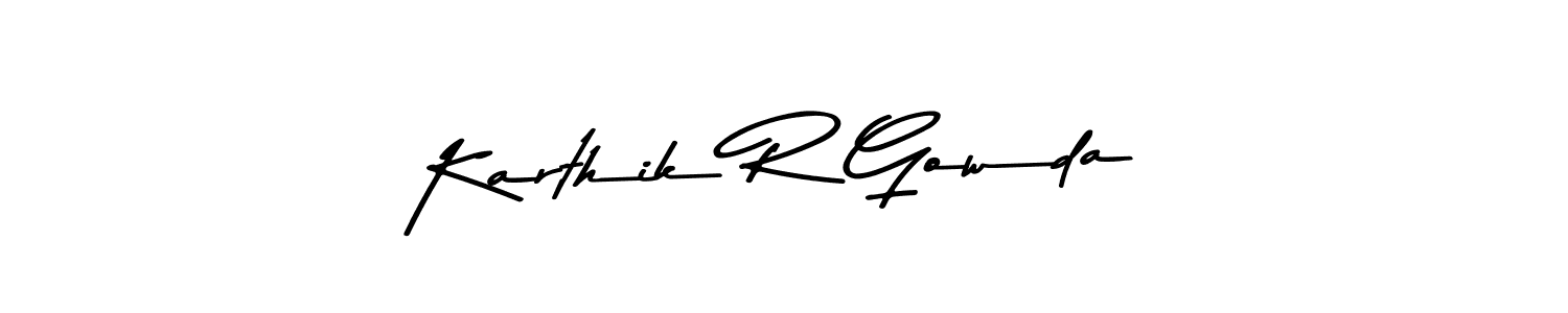 How to make Karthik R Gowda name signature. Use Asem Kandis PERSONAL USE style for creating short signs online. This is the latest handwritten sign. Karthik R Gowda signature style 9 images and pictures png