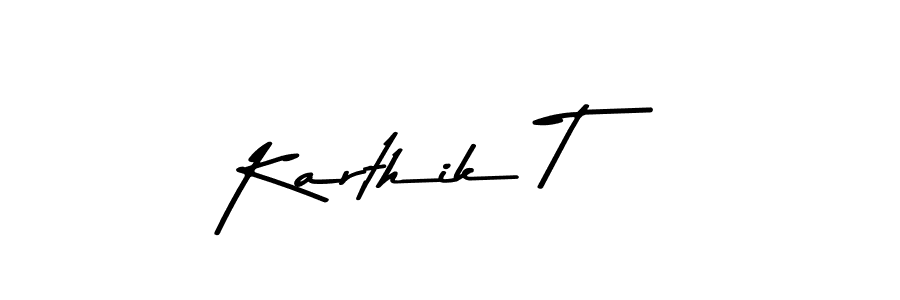 How to make Karthik T name signature. Use Asem Kandis PERSONAL USE style for creating short signs online. This is the latest handwritten sign. Karthik T signature style 9 images and pictures png