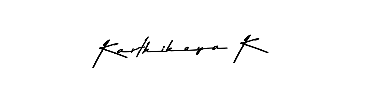 Make a beautiful signature design for name Karthikeya K. With this signature (Asem Kandis PERSONAL USE) style, you can create a handwritten signature for free. Karthikeya K signature style 9 images and pictures png