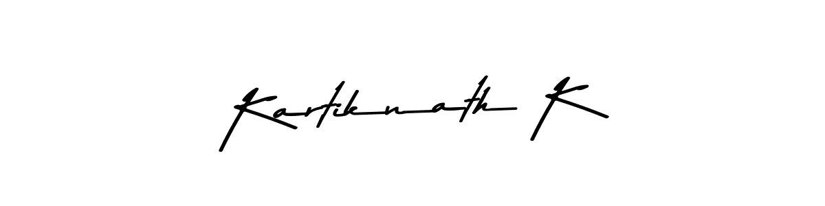 How to make Kartiknath K name signature. Use Asem Kandis PERSONAL USE style for creating short signs online. This is the latest handwritten sign. Kartiknath K signature style 9 images and pictures png