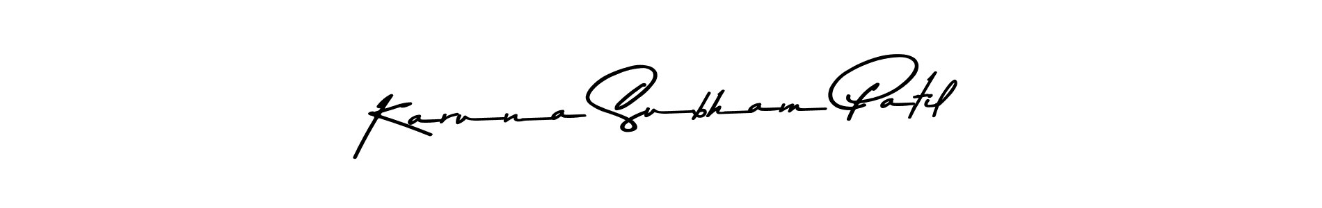 How to make Karuna Subham Patil name signature. Use Asem Kandis PERSONAL USE style for creating short signs online. This is the latest handwritten sign. Karuna Subham Patil signature style 9 images and pictures png